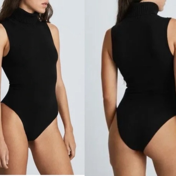 NWT Everlane The Cotton-Merino Sleeveless Turtleneck Bodysuit Black XL - Picture 1 of 4